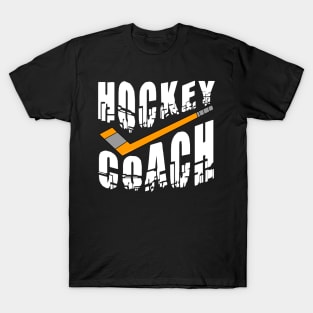 Hockey Coach Stick White Text T-Shirt